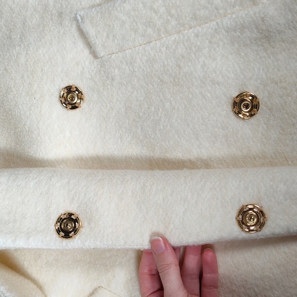 Ann Taylor cream ivory wool blend belted coat M petite - Picture 11 of 15